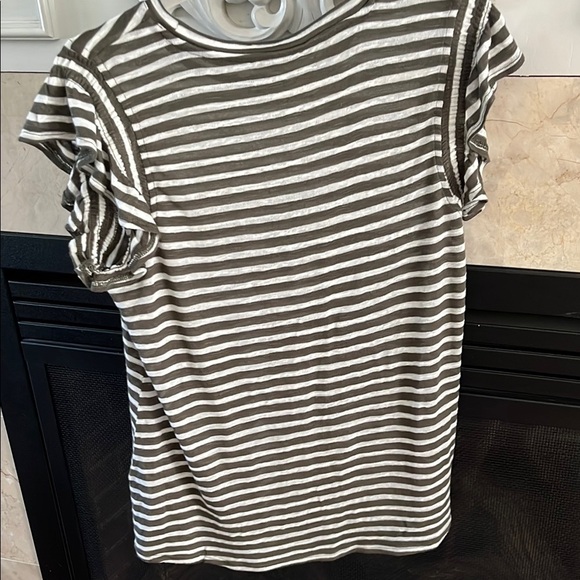 Adrianna Papell Olive and White Striped Tee - Picture 6 of 6
